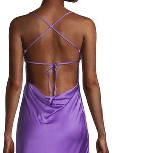 Danielle Bernstein Purple Cowl Tie-Back Dress S